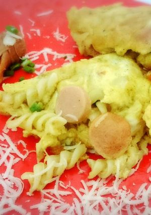 Foto resep Omellete makaroni sosis keju (telur dadar isi)