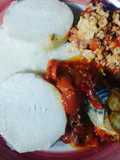 Boiled yam and fish