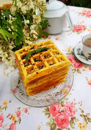 O poză a rețetei Vafe cu ciocolată amăruie și scortișoară!💚.