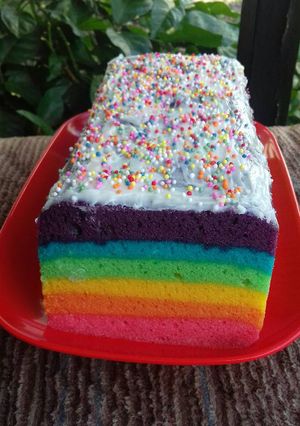 Foto resep Rainbow cake kukus putih telur