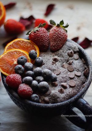 A picture of Eggless Chocolate Rum Mug cake.