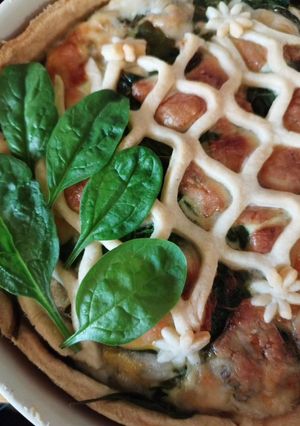 Une photo de Quiche improvisée Pousses d'Épinards 🌿 et chèvre 🐐