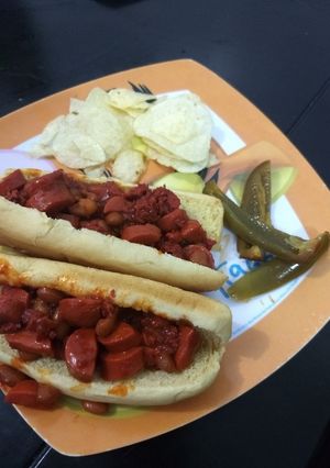 Una foto de Chili dog