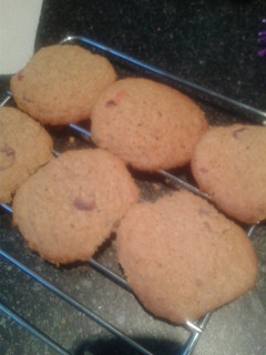 A picture of Caramel oatie cherry cookies.