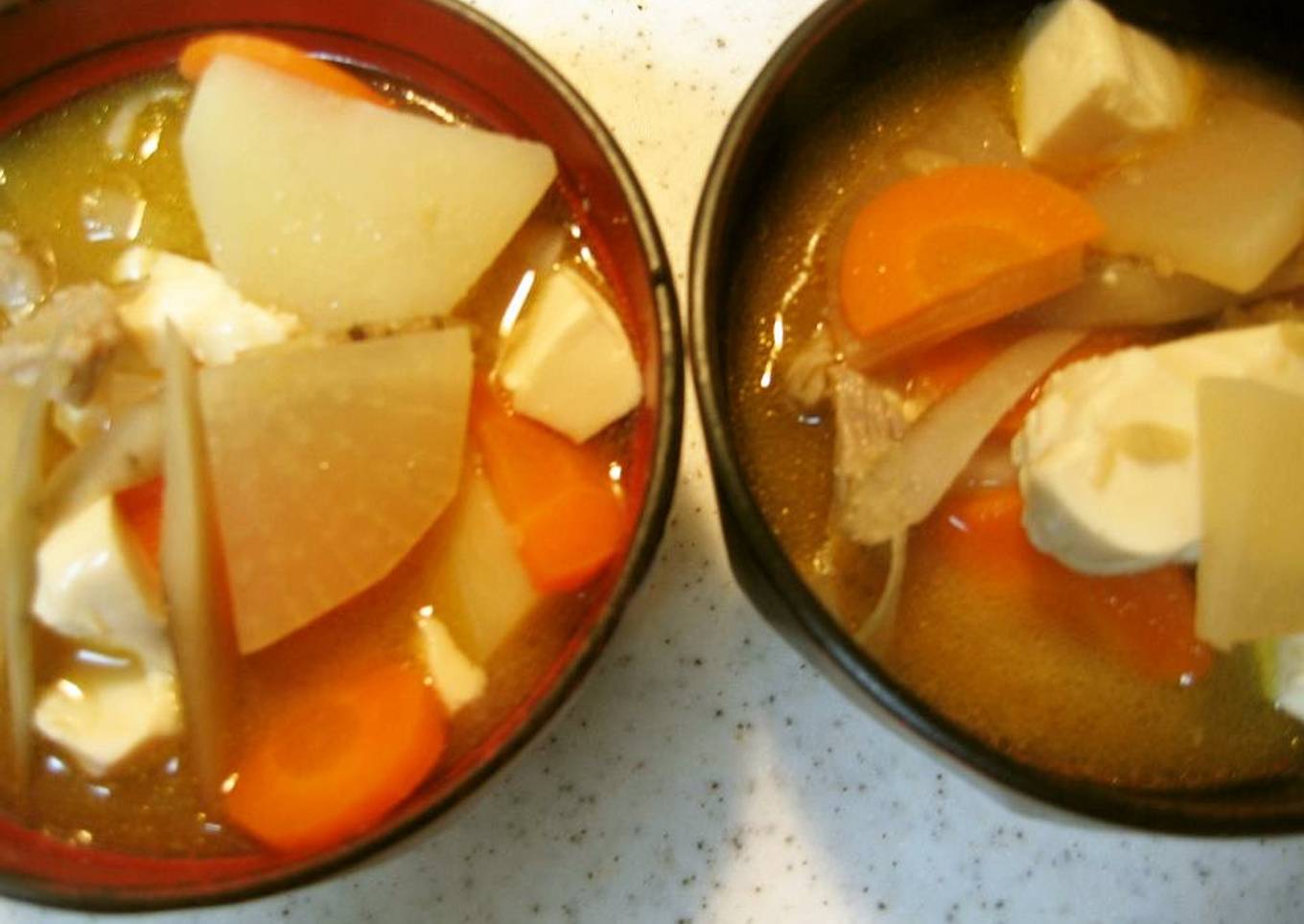 Miso soup with pork and vegetables