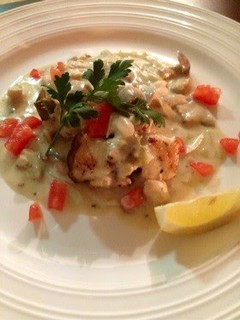 A picture of Sole Meunière - Mushroom Soy Cream Sauce.