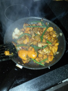 A picture of Honey and Orange Chicken with Sweet Potato.