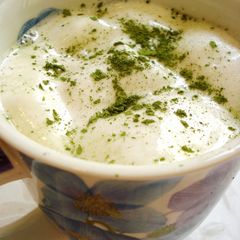 Hot Matcha Milk with Marshmallows A picture of Hot Matcha Milk with Marshmallows.