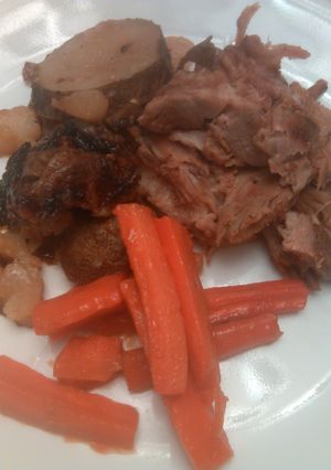 A picture of Pork roast dinner.