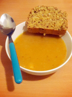 A picture of Root Vegetable Soup with Irish Soda Bread.