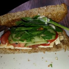 A picture of Greek salad sandwich.
