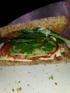A picture of Greek salad sandwich.