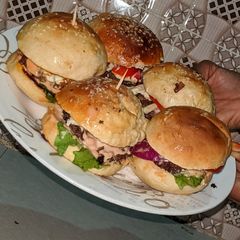 A picture of Home made burger.