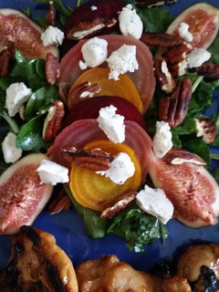 A picture of Beet and fig salad.