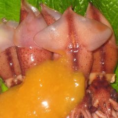 A picture of Firefly Squid with Spicy Mustard & Vinegar-Miso Sauce.