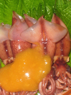 A picture of Firefly Squid with Spicy Mustard & Vinegar-Miso Sauce.