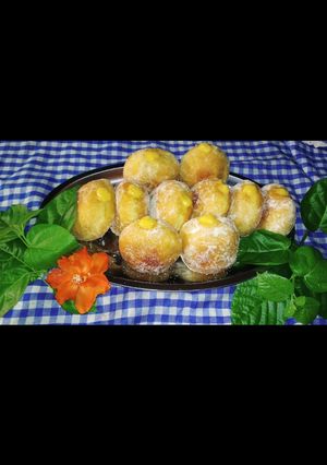 Foto resep Donat Bomboloni tanpa ulen isi Fla vanila