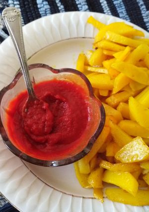 عکسی از دستور سیب زمینی سرخ شده با سس گوجه 🍟