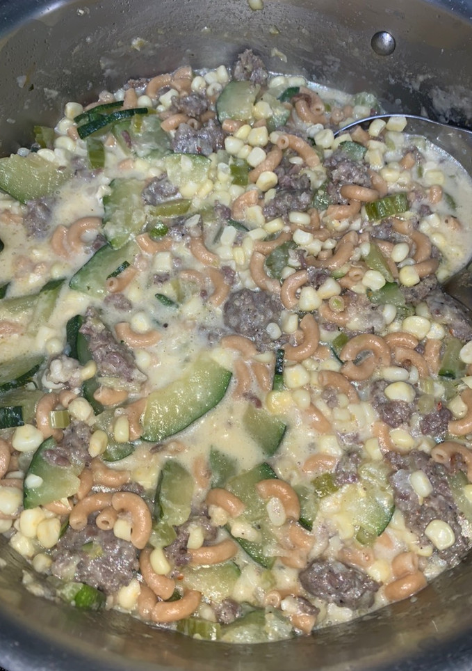 A picture of Zucchini corn chowder.