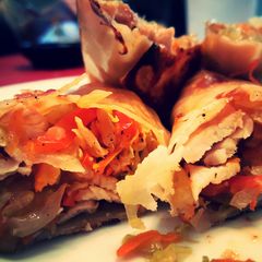 A picture of Baked vegetable pork rolls.