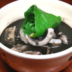 A picture of Squid Ink Soup (Okinawan Cuisine).