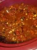 Delicious crock-pot deer meat chili.