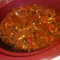 A picture of Delicious crock-pot deer meat chili..