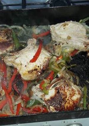 Una foto de Chuletas a la chapa salteada