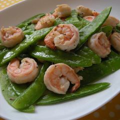 Shrimp and Snow Peas Sautéed in Anchovy-Mayo A picture of Shrimp and Snow Peas Sautéed in Anchovy-Mayo.