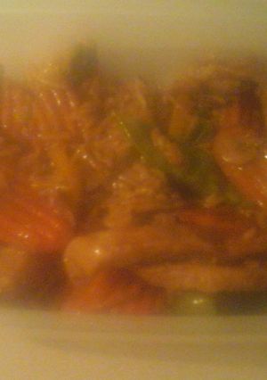 A picture of Awesome pork and beef stirfry.