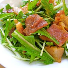 A picture of Easy with Yakiniku Sauce: Mizuna and Bacon Salad.