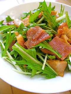 A picture of Easy with Yakiniku Sauce: Mizuna and Bacon Salad.