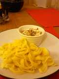 creamy eggs and fresh pasta
