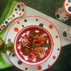 A picture of Healthy Mix veggie soup with veggie Maggie dumplings.