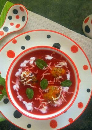 A picture of Healthy Mix veggie soup with veggie Maggie dumplings.