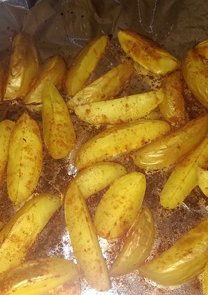 A picture of Mandys spicy potato wedges.
