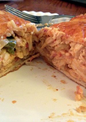 A picture of Cheesy chicken enchiladas.
