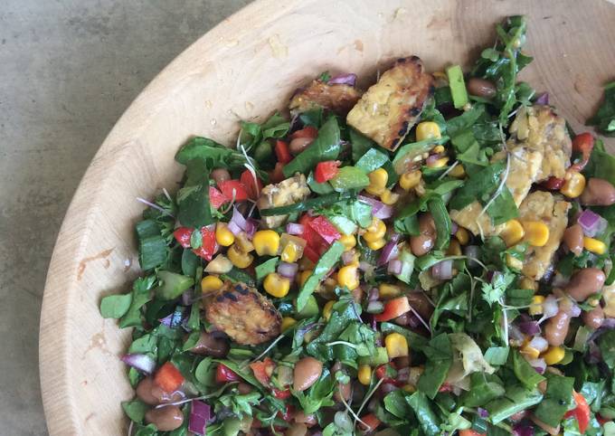 vegan asian style tabouli with tempeh recipe main photo