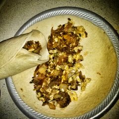 A picture of Scooter's Breakfast Burrito.