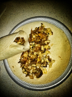 A picture of Scooter's Breakfast Burrito.