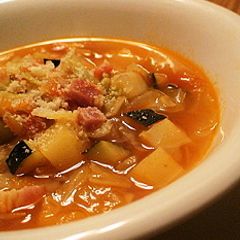 A picture of Veggie-packed Minestrone Soup.