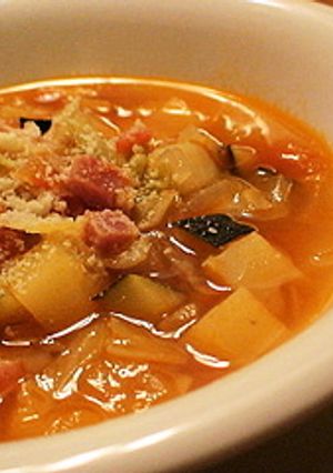 A picture of Veggie-packed Minestrone Soup.