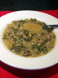 A picture of Kale and onion soup.