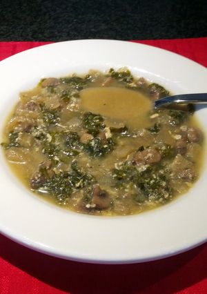A picture of Kale and onion soup.