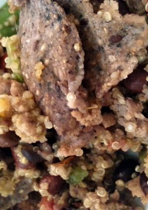 A picture of Quinoa and black bean caserole.