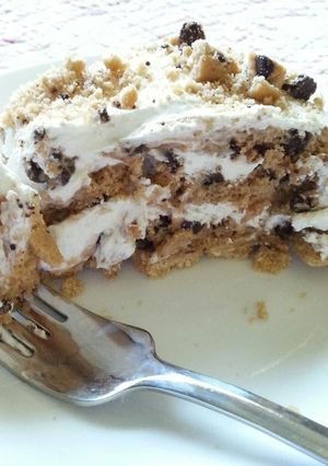 A picture of No Bake " Chocolate Chip Cookie Pie " ( made with Chips Ahoy)....