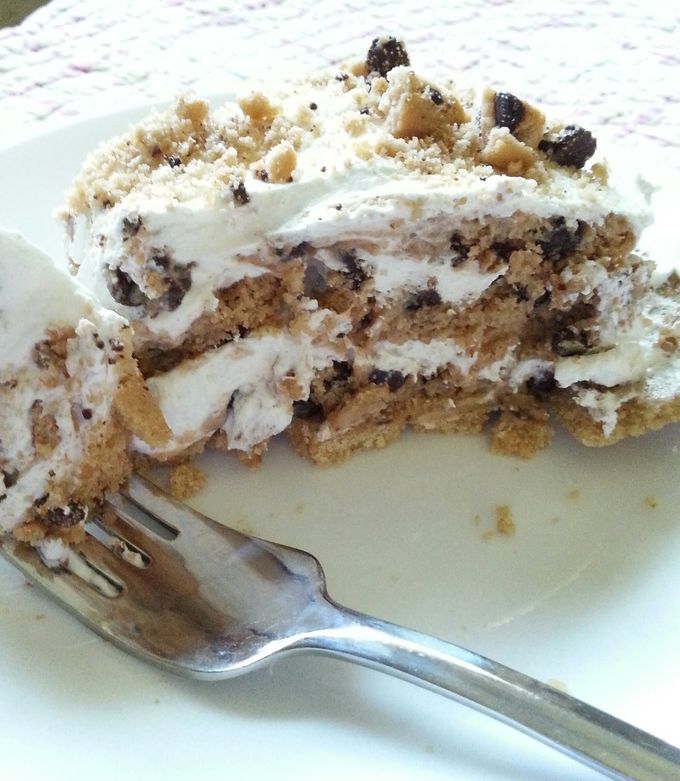A picture of No Bake " Chocolate Chip Cookie Pie " ( made with Chips Ahoy)....