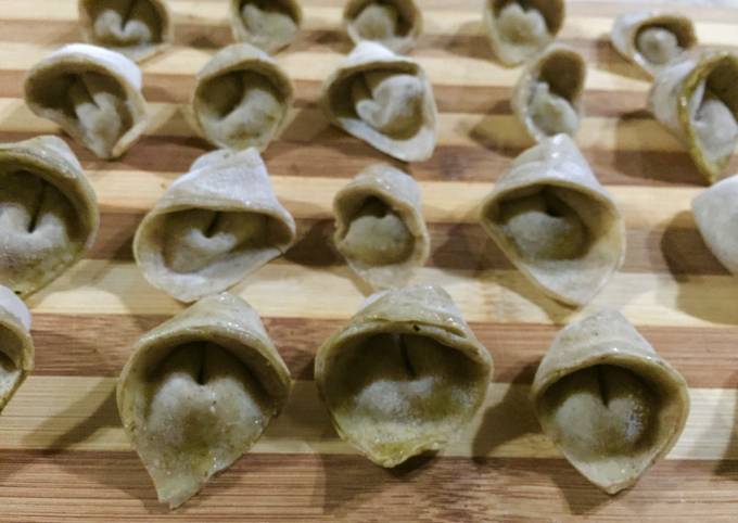 Home made Tortellini stuffed with Basil Pesto