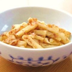 A picture of Sweet & Savory Nagaimo Yam Stir-fry with Bonito Flakes.