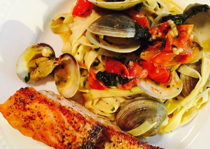 Italian Linguine With Salmon And Clams